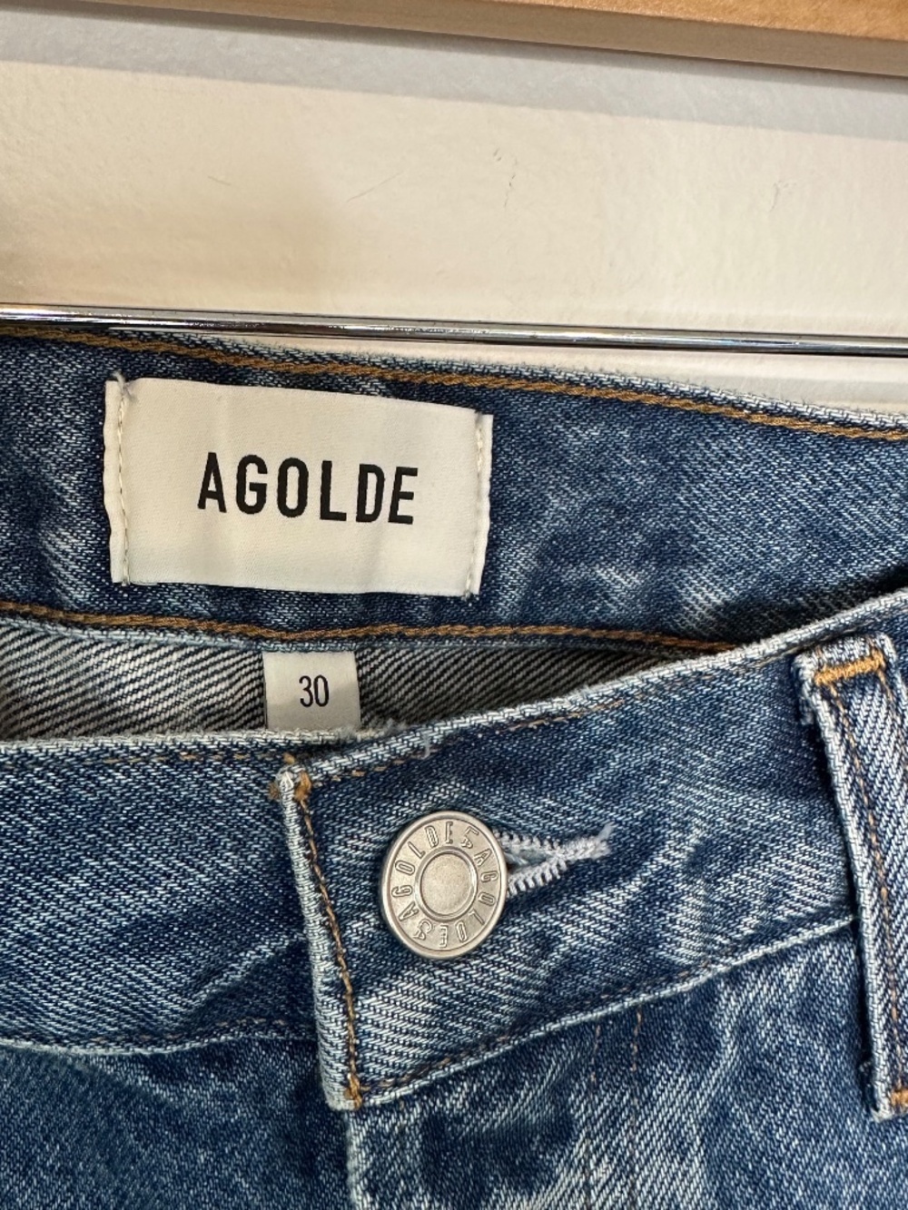AGOLDE Parker Long Denim Shorts Women's 30 High Rise Rigid Cotton Non Stretch - Picture 3 of 6